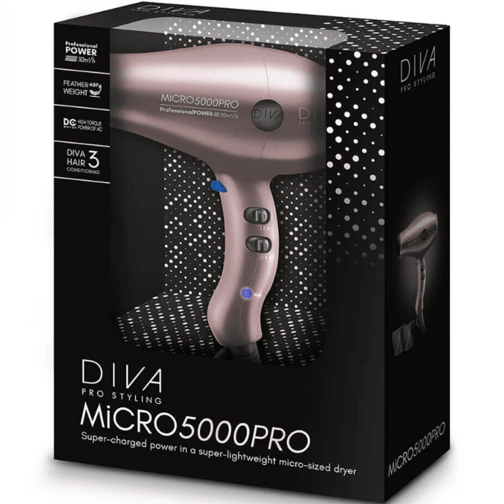 Diva Professional Styling Diva Pro Styling Micro 5000 Pro Mini Hair Dryer - Millennial Pink - Image 2